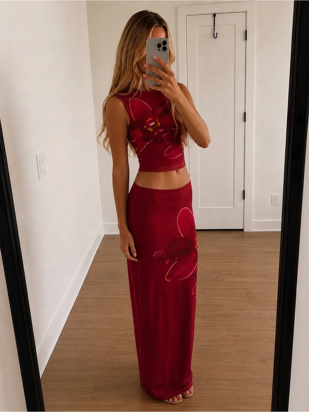 Peppermayo Waiting For Dawn Rosa Floral Mesh Maxi Skirt Set